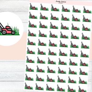 Lawn Mower Planner Stickers, Cut Grass Planner Stickers, Cute Planner Stickers, Functional Stickers, Minimalist Stickers