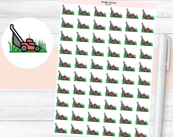 Lawn Mower Planner Stickers, Cut Grass Planner Stickers, Cute Planner Stickers, Functional Stickers, Minimalist Stickers