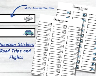 Vacation Planner Stickers, Road Trip Planner Stickers, Flight Planner Stickers, Custom Planner Stickers