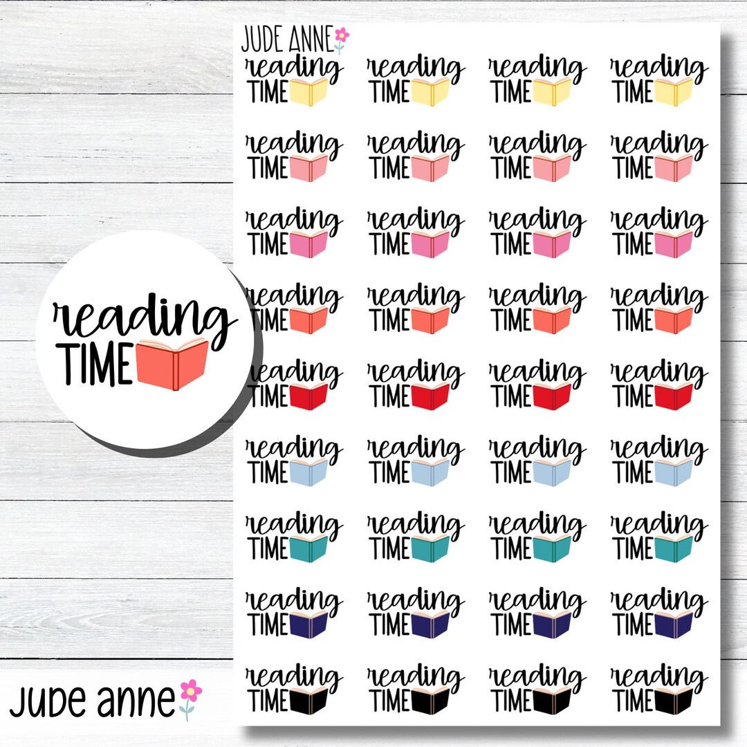 Time Sticker Book Reading Time Planner Stickers | Book Lover Planner Stickers | Reading ...