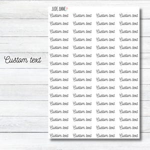 Custom Text Stickers, Color Options, Sticker Sheets, Custom Script, Organization Stickers, Bujo Stickers, Journaling Script Stickers