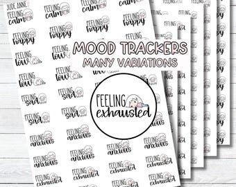 Mood Tracking Planner Stickers, Emotion Planner Stickers, Bujo Stickers, Planner Stickers, Mental Health Trackers