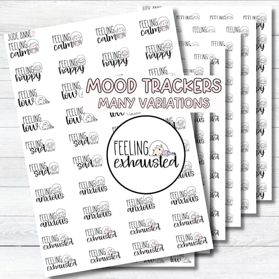 Mood Tracking Planner Stickers, Emotion Planner Stickers, Bujo Stickers, Planner Stickers, Mental Health Trackers