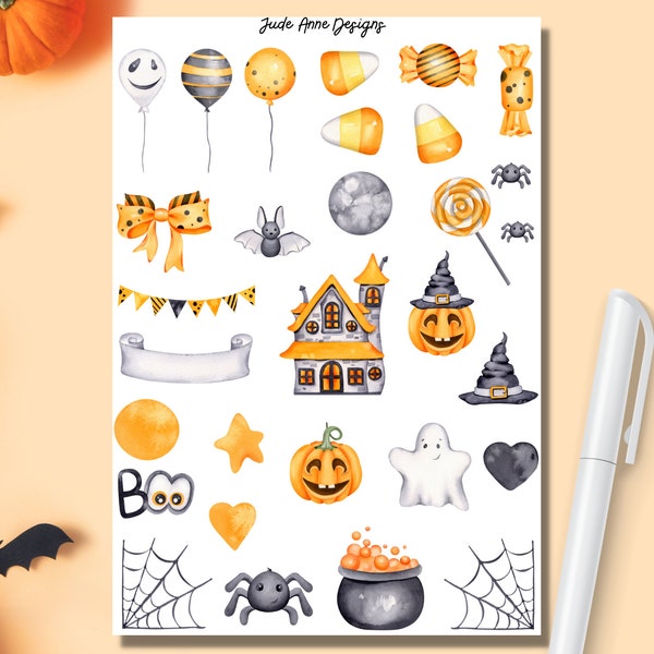 Halloween Planner Stickers, Halloween Sticker Set, Cute Stickers, Vintage, Halloween Gifts, Halloween Party Favors