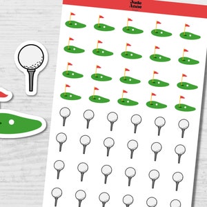 Pegatinas de iconos de golf, pegatinas de golf para planificadores, pegatinas deportivas para calendarios, recordatorio de hora de salida, hoja de pegatinas de golf