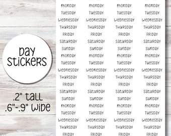 Days of the Week Script Sticker, Days Stickers, Script Sticker for Planners, Bujo Sticker Sheet, Stickers for Planners