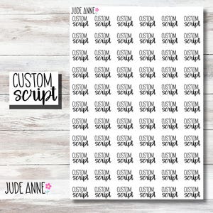 Custom Text Stickers, Color Options, Custom Script, Organization Stickers, Bujo Stickers