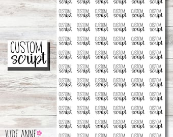 Custom Text Stickers, Color Options, Custom Script, Organization Stickers, Bujo Stickers