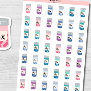 Meds Reminder Stickers, Medication Reminder for Planner, RX Icon Stickers, Sticker Sheet for Calendars, Cute Reminders for Medication