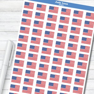 Pegatinas de la bandera estadounidense, pegatina del planificador patriótico, pegatinas de EE. UU., 4 de julio, Día de los Caídos, calendarios, planificadores y Bujo