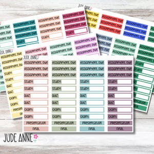 College Student Planner Stickers, High School Planner Stickers, Exam Reminders for Students, Sticker Sheet for Students