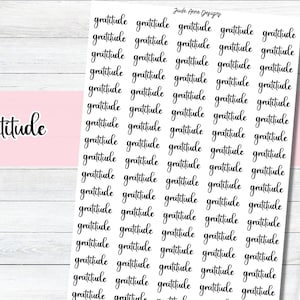 Pegatinas de planificador de gratitud, pegatinas de planificador agradecido, pegatinas de escritura Bujo