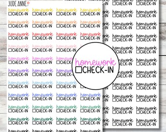Homework Check-In Planner Stickers, Checkbox Homework Stickers, School Calendar, Sticker Sheet for Planning