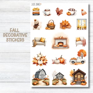 Fall Planner Stickers, Pumpkin Decorative Stickers, Bujo Fall Stickers