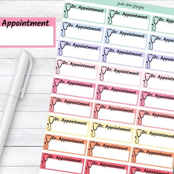 Dr Appointment Planner Stickers, Functional Stethoscope Stickers, Dr Appointment Stickers, Organization for Calendar, Boju