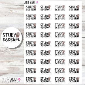 Study Session Planner Stickers, School Planner Stickers, College Planner Stickers, Study Reminder Stickers, Sticker Sheet for Planner