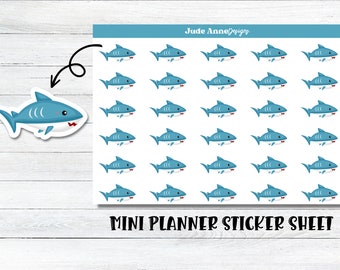Shark Week Planner Stickers | Period Sticker Sheet | Funny Period Shark Stickers | Bullet Journaling | Bujo | Calendar Stickers