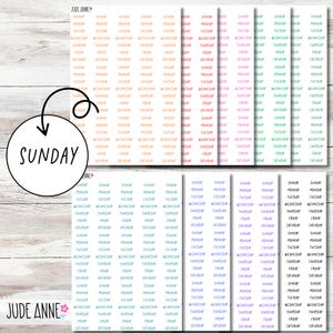 Days of the Week Script Sticker (105), Color Options Days Stickers, Script Sticker for Planners, Bujo Sticker Sheet, Stickers for Planners