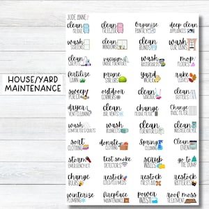 Autocollants de plan d'entretien de la maison, Autocollants de nettoyage en profondeur, Autocollants de planification des travaux de jardinage