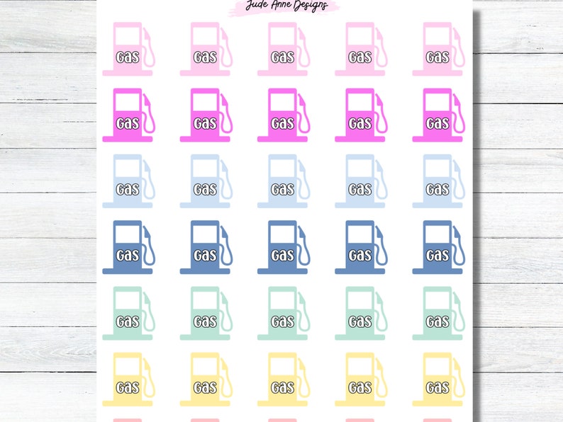 Gas Planner Stickers | Gas Expenses Planner Stickers | Gas Reminder ...