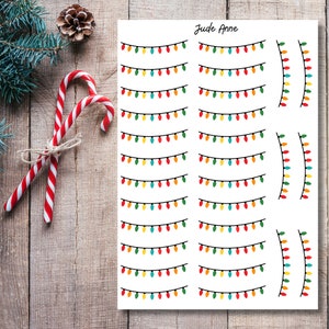 Pegatinas de planificador con luces navideñas / Pegatinas de decoración navideña / Pegatinas lindas para planificador / Pegatinas de vacaciones