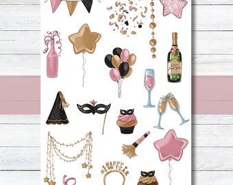 New Years Planning Stickers, New Year Deco, Celebrate 2024 Stickers, Planning Stickers for January, Cute January Stickers
