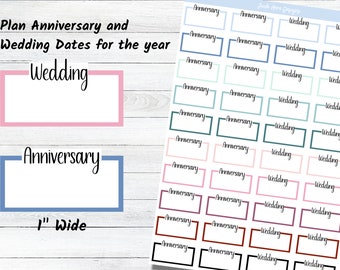 Anniversary Planner Sticker, Wedding Planner Sticker, Planner Box Stickers, Functional Stickers