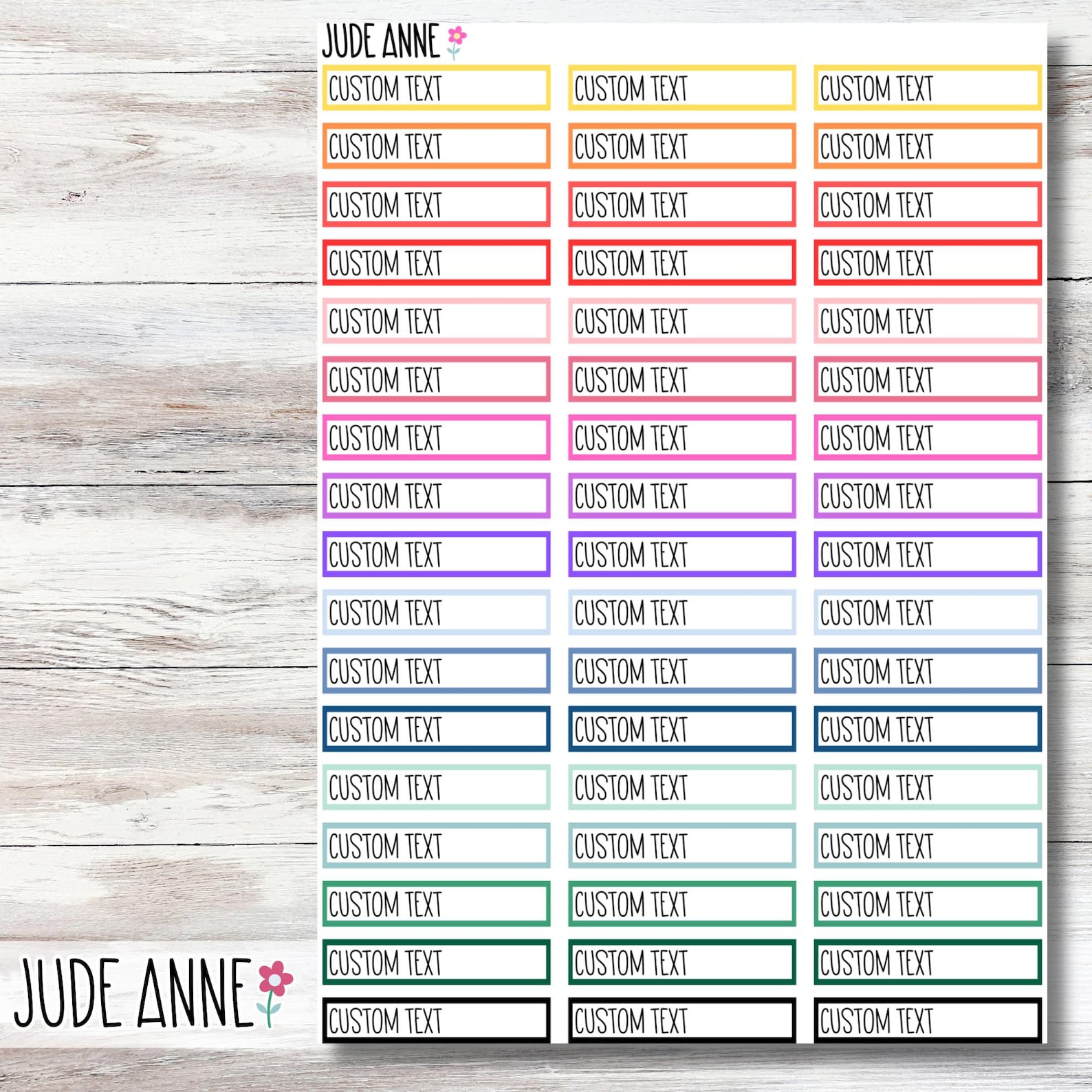 Custom Text Box Planner Stickers, Custom Script Planner Stickers ...