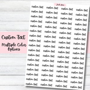 Custom Text Stickers, Color Options, Sticker Sheets, Custom Script, Organization Stickers, Bujo Stickers, Journaling Script Stickers