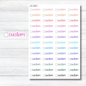 Custom Text Stickers, Color Options, Sticker Sheets, Custom Script, Organization Stickers, Bujo Stickers, Journaling Script Stickers