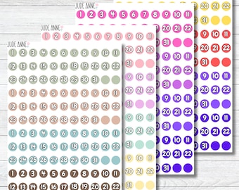 Date Dot Stickers, Date Cover Stickers, Planner Circle Stickers, Planner Stickers, Bullet Point Dots