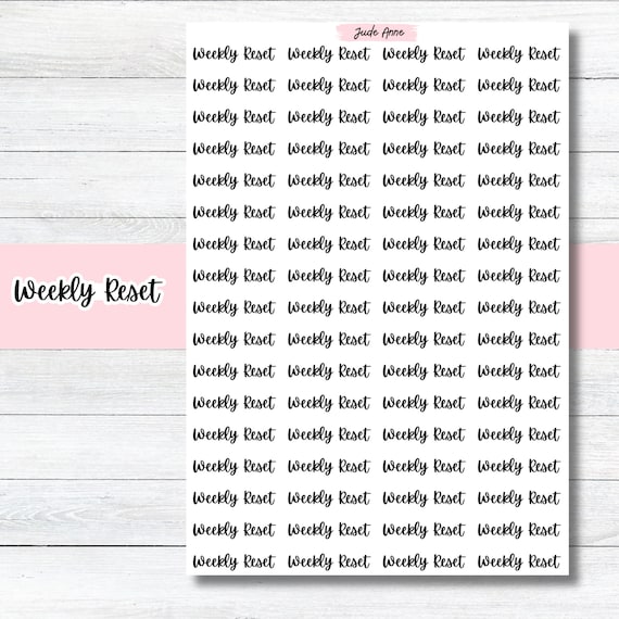 Weekly Reset Script Stickers, Sunday reset planner stickers, Script for Planner, Bujo