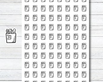 Grocery Planner Stickers, Grocery Bag Icon for Planners, Minimalist Stickers, Chore Reminders, Grocery Day Stickers