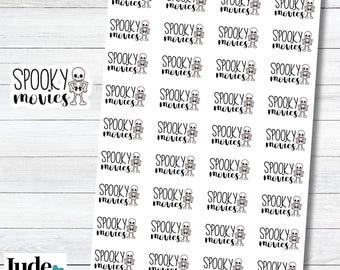 Spooky Movie Planner Stickers, Halloween Movie Night Stickers, Scary Movie Stickers, Spooky Season Planner Stickers