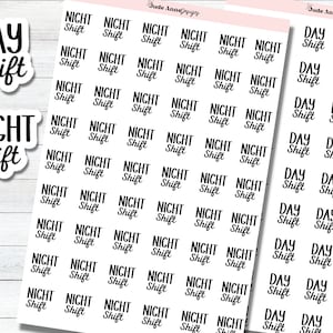 Day Shift Stickers, Night Shift Stickers, Stickers for Planners, Planner Sticker Sheets, Work Planning Stickers