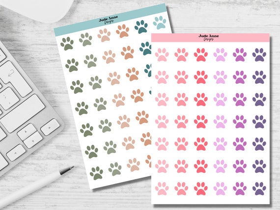 Pet Planner Stickers, Paw Icon Stickers, Cat Stickers for Calendar, Dog Stickers for Planner, Bujo Sticker Sheet