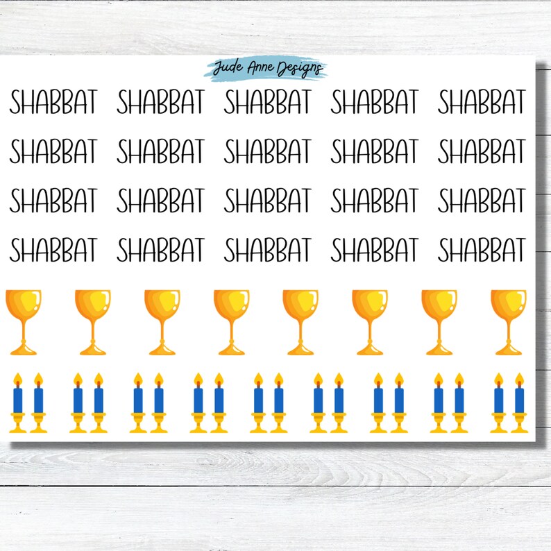 Shabbat Jewish Planner Stickers, Jewish Calendar Stickers, Jewish Gift, Celebration Stickers, Sticker Sheet for Planning image 2