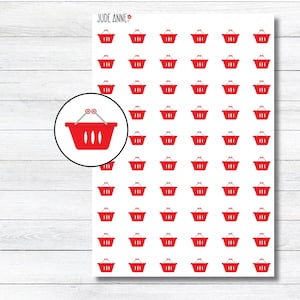 Grocery Basket Stickers, Grocery Planner Sticker Sheet, Functional Sticker, Icon Sticker, Bullet Journal Sticker