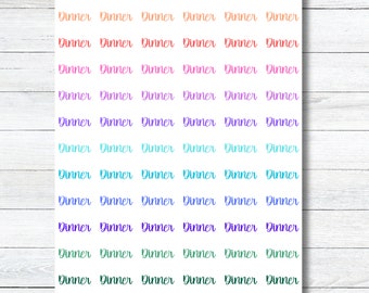 Dinner Script Planner Stickers, Dinner Planner Sheet, Meal Planning for Planners, Bujo, or Calendars