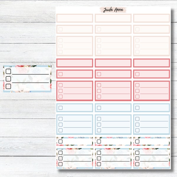 Quarter and Half Box Planner Stickers | Cute Planner Box Stickers | Sticker Sheet for Planner | Bujo Sticker