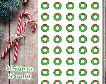Christmas Wreath Planner Stickers | Christmas Decoration Stickers | Cute Planner Stickers | Holiday Stickers