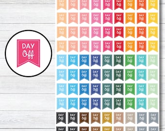 Day Off Flags Planner Stickers, Day Off planner stickers, Script for Planner, Bujo