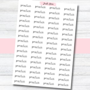 May include: A sheet of white paper with the words "practice" repeated 24 times in black cursive writing. The words are arranged in four columns of six words each. The words are evenly spaced and centered on the page. The text "Jude Anne" is written in black cursive at the top of the page.