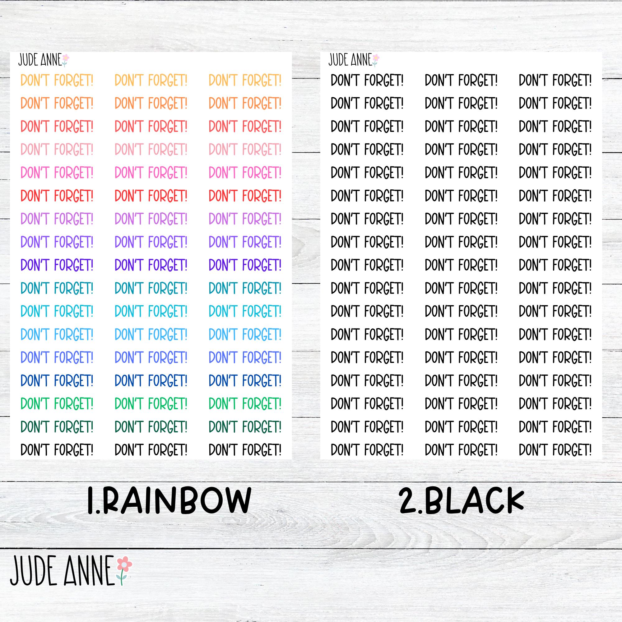 Don't Forget Script Planner Stickers – Reminder Planner Stickers for ...
