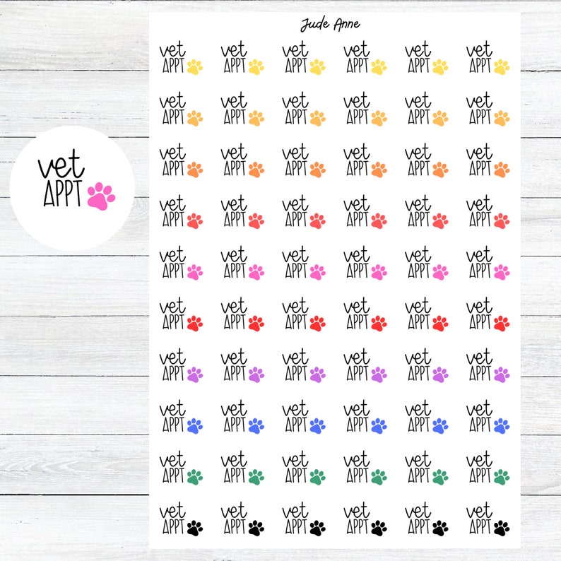 Vet Planner Stickers, Vet Appointment Planner Stickers, Pet ...