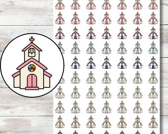 Church Planner Stickers, Cute Church Reminder Stickers, Icon Planner Stickers, Church Functional Planner Stickers