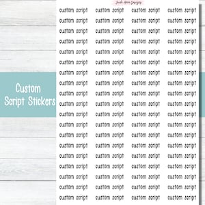 Custom Text Stickers, Color Options, Sticker Sheets, Custom Script, Organization Stickers, Bujo Stickers, Journaling Script Stickers
