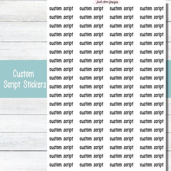 Custom Text Stickers, Color Options, Sticker Sheets, Custom Script, Organization Stickers, Bujo Stickers, Journaling Script Stickers