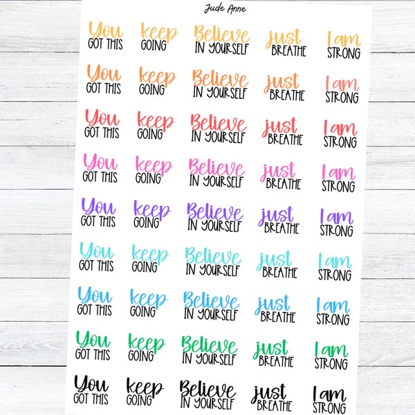 Motivational Planner Stickers, Uplifting Sticker Sheets for Planners, Happy Deco Stickers for Planners