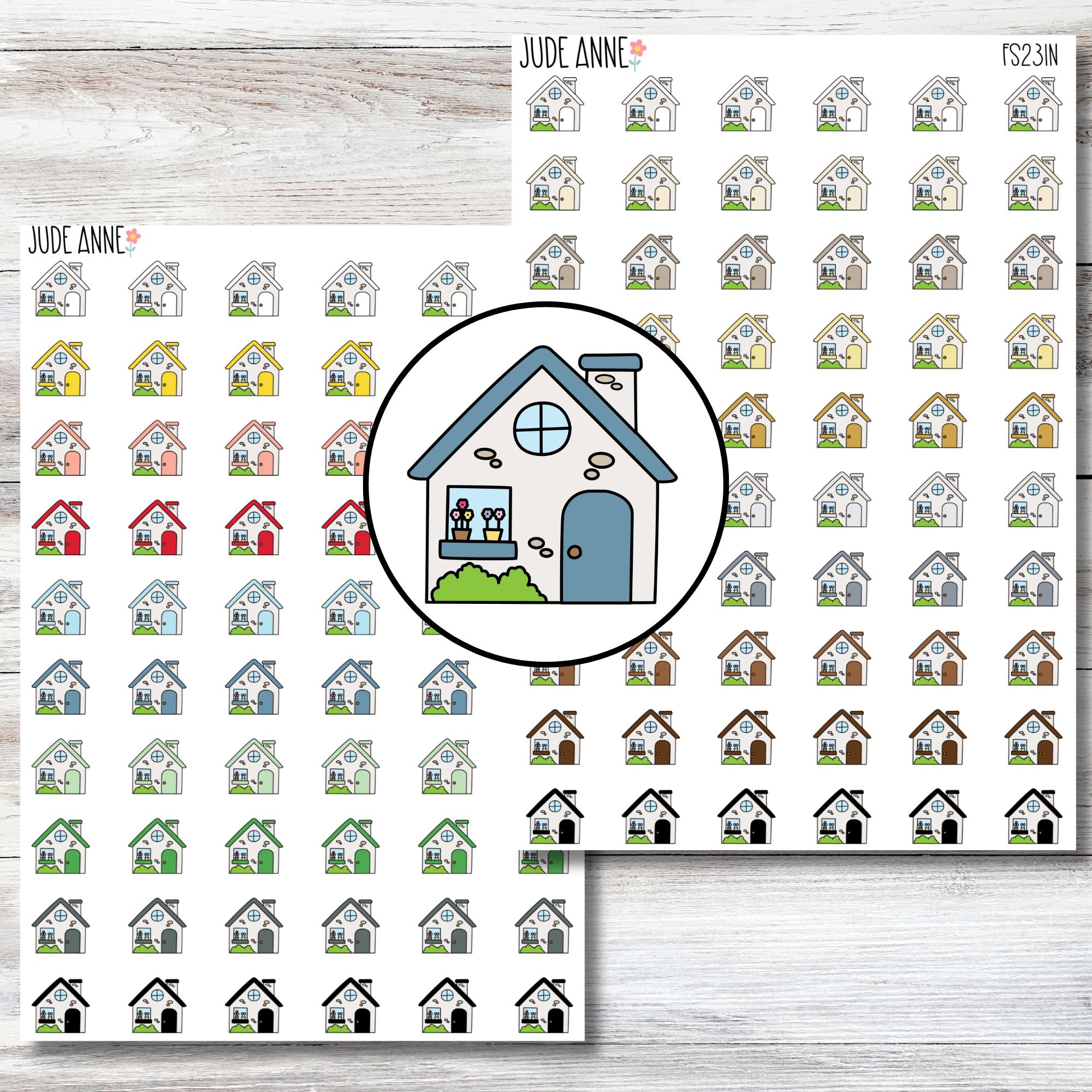 House Icon Planner Stickers, House Payment Stickers, , 1/2 Inch Home ...